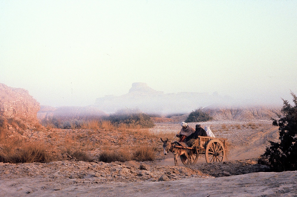 Mohenjo-daro Citadel mound and Stupa in the mist