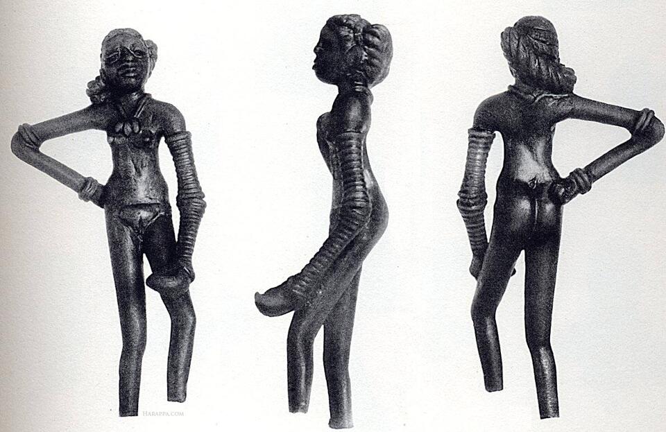 Three views of Mohenjo-daro artifact 