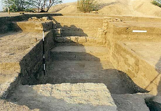 Gola Dhoro excavated gateway on eastern side of the mound.