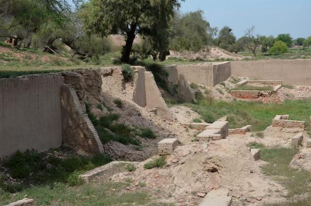 Looking over Vats area with Mound F on the left, this view shows how excavations literally cut into the landscape.