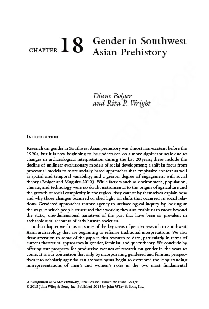 Title Page of Gender in South West Asia article