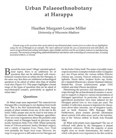 Front page of article "Urban Palaeoethnobotany at Harappa"  