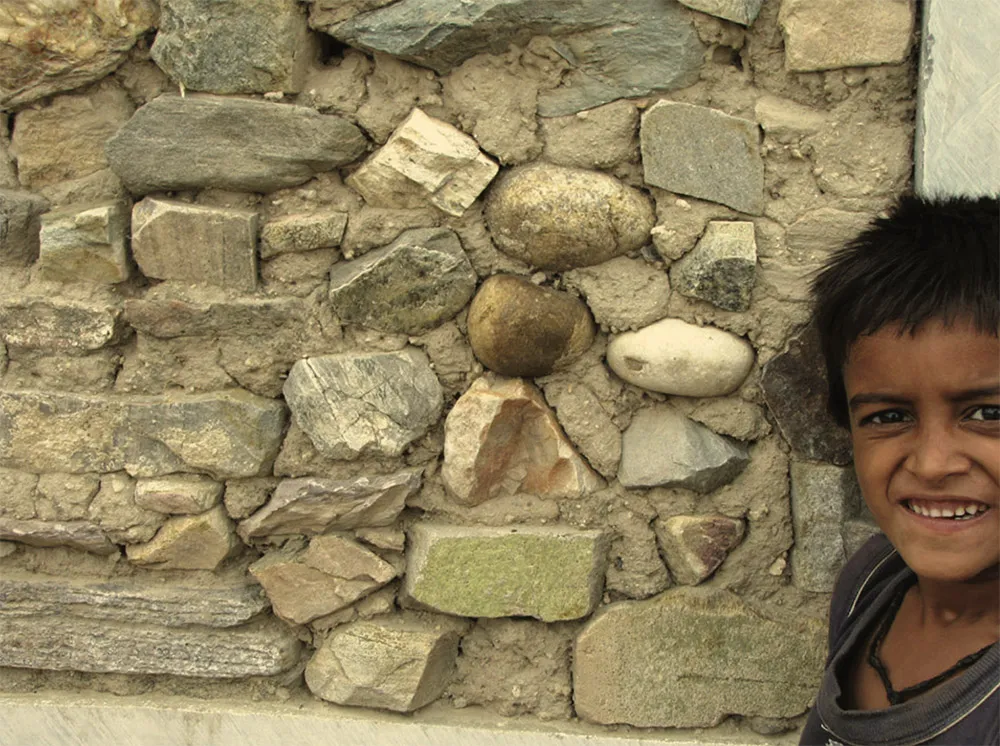 Window opening that has been closed with stones