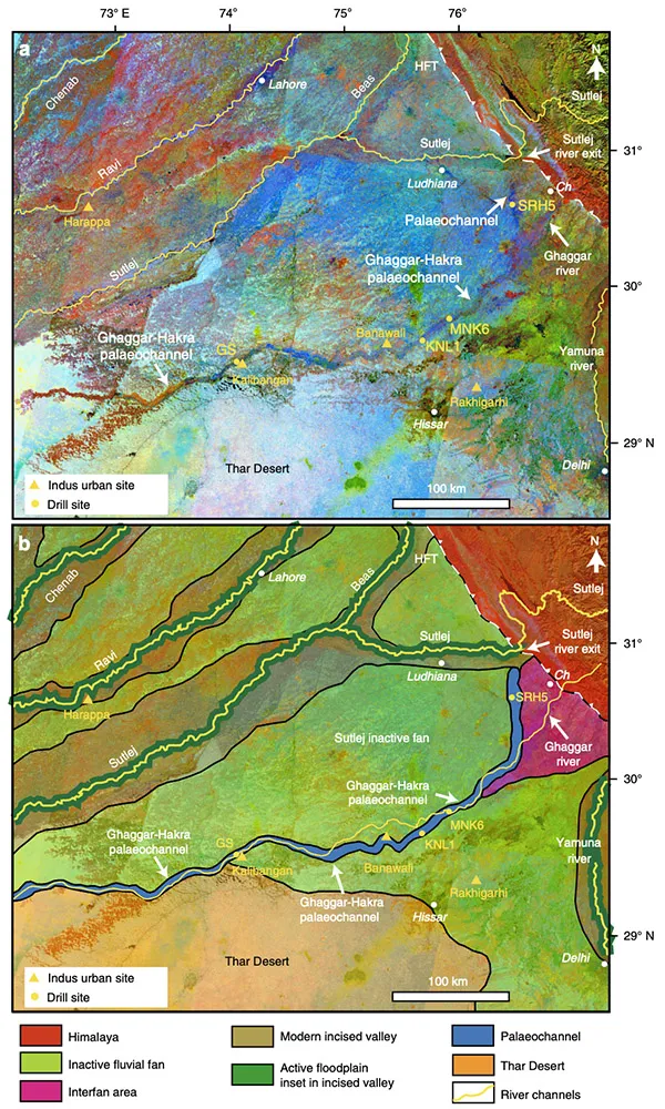 Trace of Ghaggar–Hakra palaeochannel on northwestern Indo–Gangetic plain