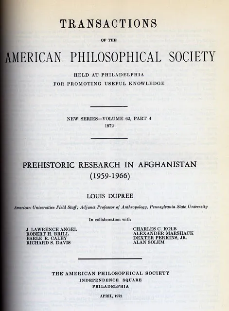 Prehistoric Research in Afghanistan (1959-1966)