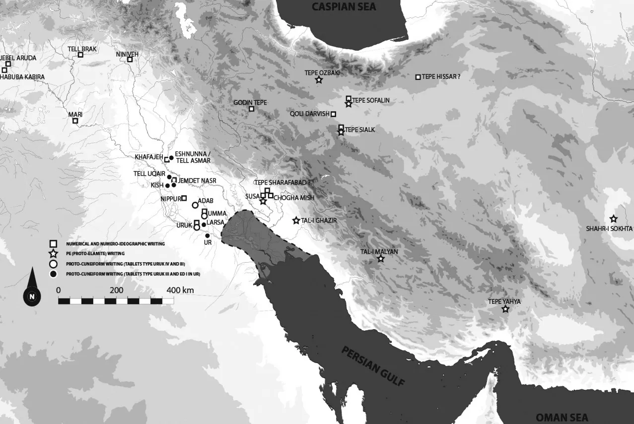 Map of the archaeological sites