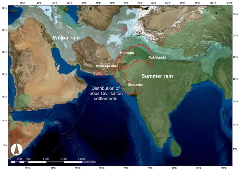 The region across which Indus-period settlements are distributed