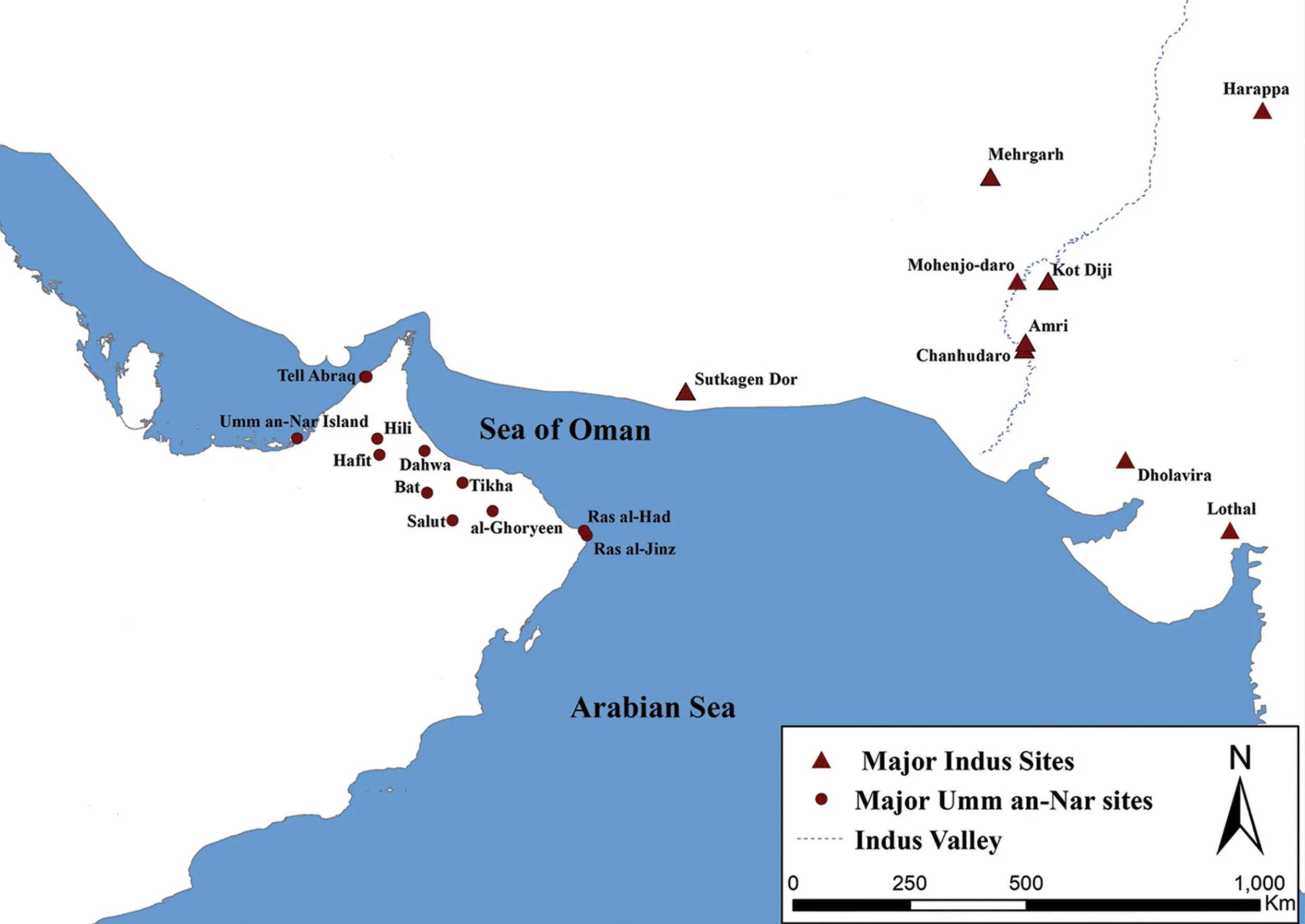 Location of Dahwa and other Umm an-Nar sites