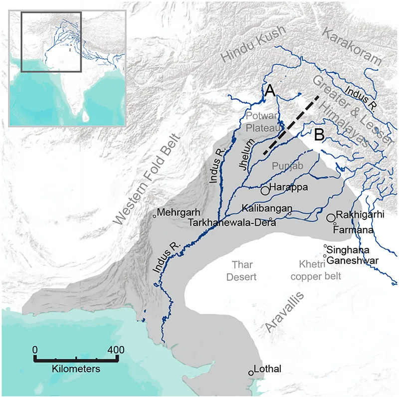 Farmana on map of Indus region