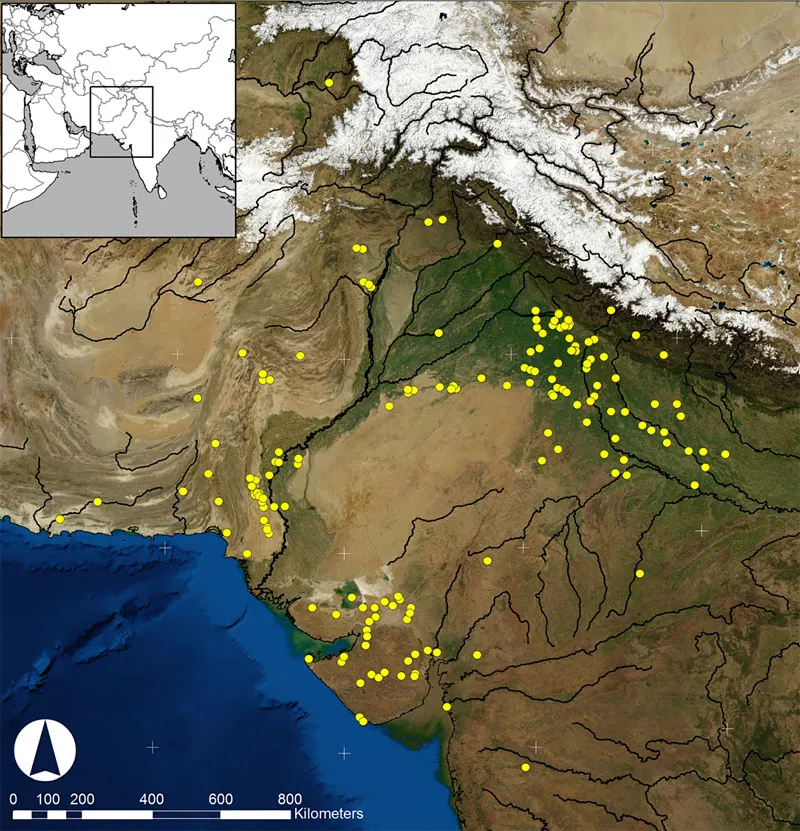 Indus sites with food locations