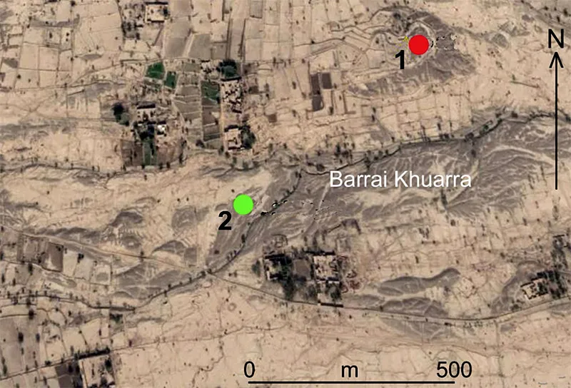 Locations of the Levallois tool on the gravel terraces of Barrai Khuarra