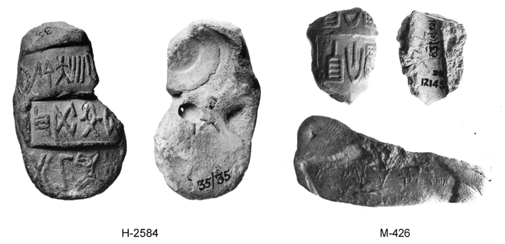First specimens of clay sealings collected from the 1920s