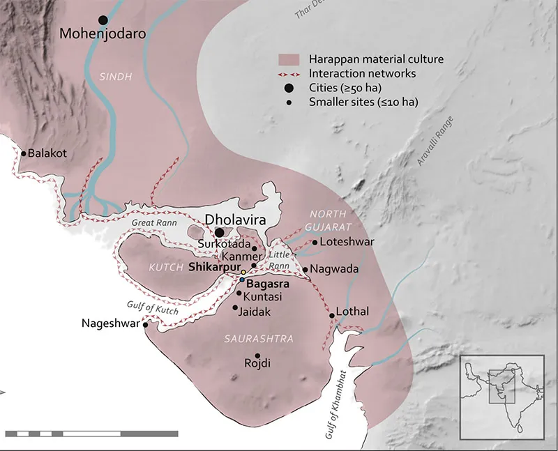 Excerpt from map of the Indus Civilization showing archaeological sites