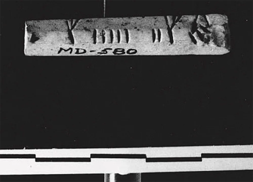 MD-580 Triangular Rod with Inscription found at Mohenjodaro, 1964-65.