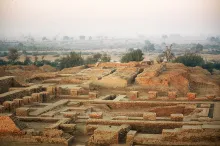 Mohenjo-daro, Great Bath and Granary, SD Area, looking west from the stupa mound