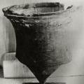 Neck of clay jar with painted patterns, Image one